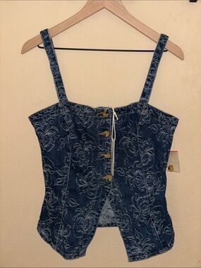 NWT Altar’d State Jessa Floral Denim Tank